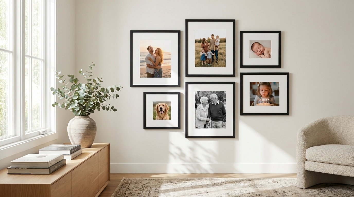 DIY home decor ideas with framed photos and wall art